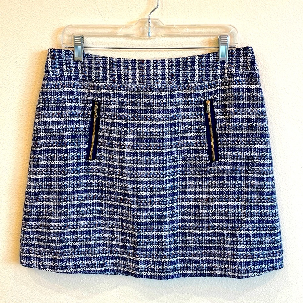 NWT LOFT Tweed Plaid Skirt Blue Size 12P